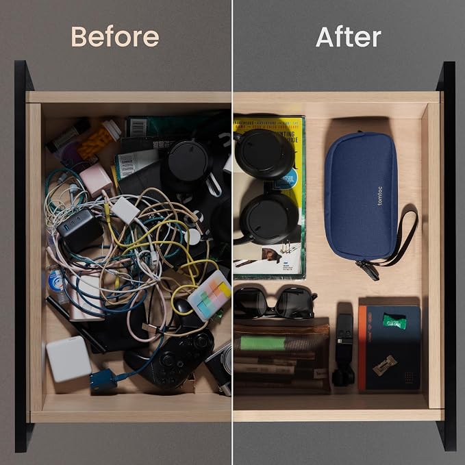 tomtoc Electronics Organizer Travel Case, Cable Organizer for Essentials | Water Resistant Tech Pouch Accessories Travel Bag Carry Storage for Cord, Phone, Cables, Airpods, USB Drive, Daily Items