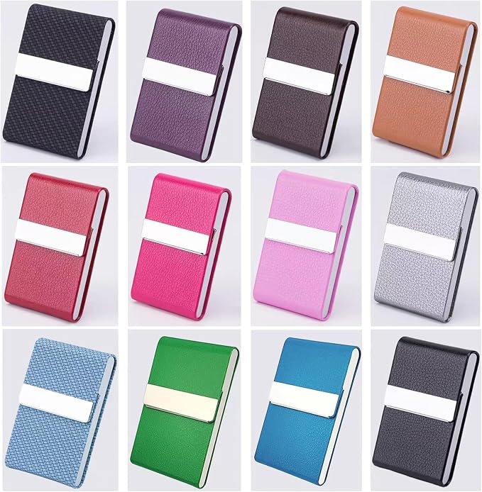 Business Card Holder with Ultra Slim Design,Business Card Case with Premium PU Leather,Suit Pocket Metal Card Holder for Women/Men,Professional Name Card Holder with Magnetic Shut (Black1)