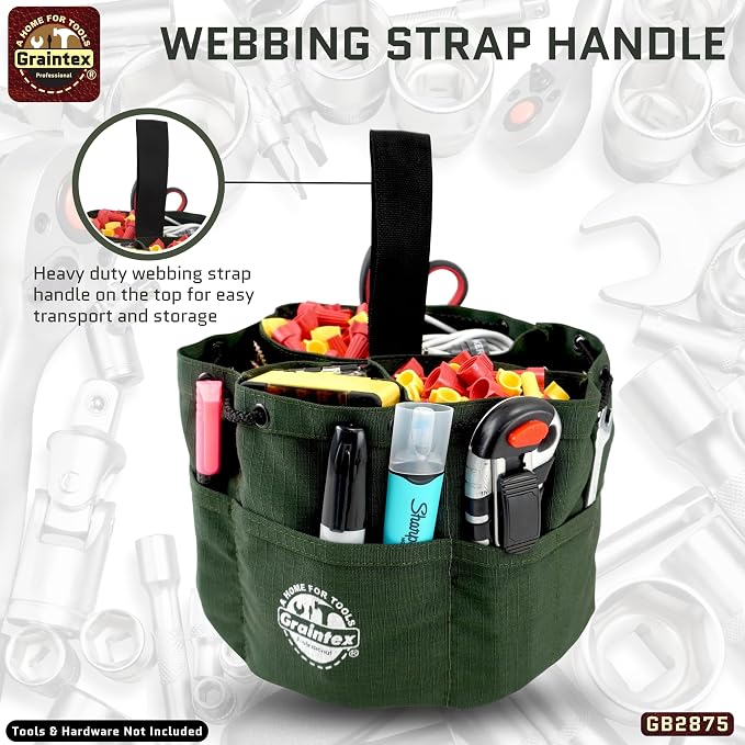 Graintex 18 Pocket Grab Bags Set of 3 Pcs Rip-Stop Canvas, Drawstring Closure, Small Parts Organizer Bag, Small Tools, Screws, Parts, Parachute Tool Bag, Parachute Tool Organizer for Essential Items