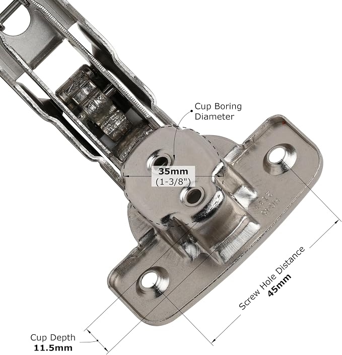 20 Pack DTC Wide Angle Corner Lazy Susan Pantry Self Closing 155 Degree Kitchen Cabinet Door Hinge C80A605, Nickel Plated Finish (Base Mounting Plate Sold Separately)