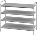 Simple Houseware 4-Tier Shoe Rack Storage Organizer, 12-20 Pair, Grey | Space-Saving Shoe Shelf with Sturdy Metal Frame and Non-Woven Fabric Shelves for Entryway, Garage & Corridor