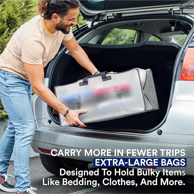 BOX USA 8-Pack Moving Bags with Strong Handles & Zippers - Heavy Duty Extra Large Packing Bags for Storage, Moving Boxes, Dorm & College Supplies, Clear
