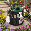 Garden Tool Organizer Tote with Non-Slip Handle – 4.5-Gallon Water-Resistant Bucket Bag with 6 Side Pockets, Portable Gardening and Outdoor Utility Bag for Yard Work, Garage, Beach & Camping (Black)