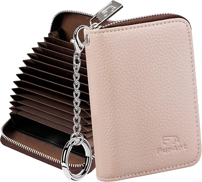 FurArt Zipper Wallet Women, RFID Blocking Credit Card Wallet, Business Card Holder, Compact Size KeyChain Wallet