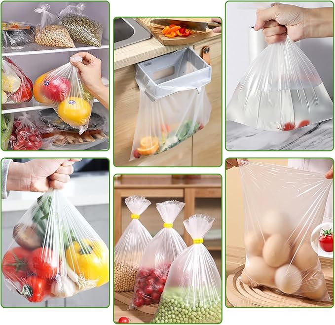 12”×16” Clear Plastic Produce Bags Roll, Food Storage Bags for Bread, Vegetables, Fruits, Refrigerator Storage, Kitchen,350 Pcs/Roll.