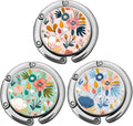 Bosketo Foldable Purse Hook Womens Bag Table Hanger Collection Desk Hooks for Purse (3pack Pretty Floral Hook)