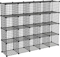 HUBSON Wire Cube Storage Organizer, Book/Toy/Craft/Potted Plants and petCloset Organizers and Storage Shelves, 20-Cube Freely Combinable Metal Grids Storage Shelf,Black Iron