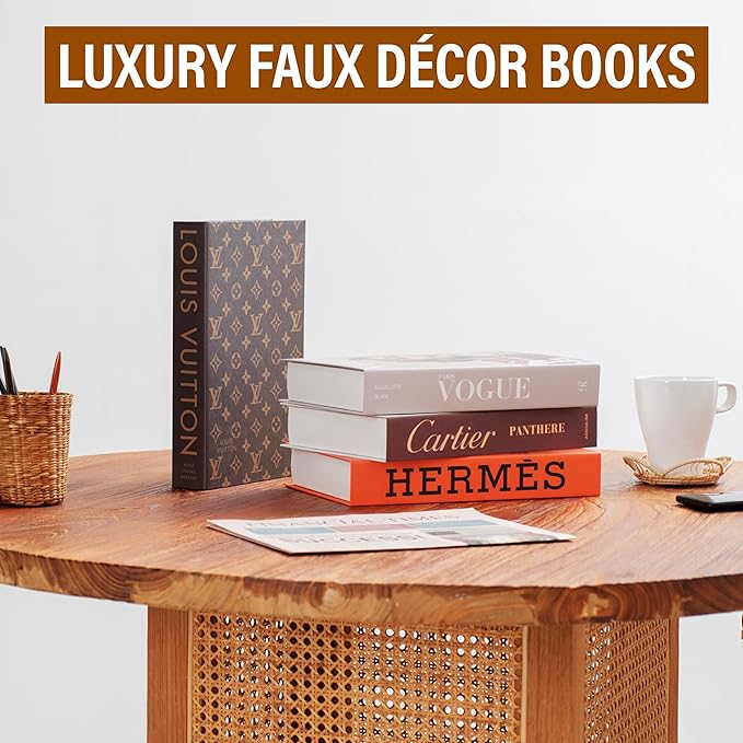 PROBENEX Glam Large | 4 PCS Faux Decorative Books for Home Decor | Not Real Books (Cardboard Boxes) | Coffee Table, Bookshelf & Shelf Styling Display Props for Living Room, Office