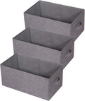 TENABORT Set of 3 Closet Organizer Bins with Handle, Fabric Foldable Storage Baskets Cloth Box Containers for Shelves Home Office Clothes Clothing
