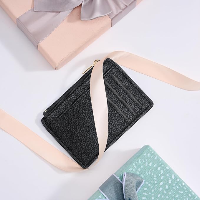 Tipmile Womens Credit Card Holder Wallet, Small Slim RFID Blocking Sleeve | Mini Tiny Cute ID Case, Minimalist Zipper Pocket Wallet, Thin Coin Purse, Mothers Gift
