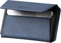 VULKIT Leather Business Card Holder Case for Men Slim Pocket Business Card Wallet Name Card Case Holder, Holds 20 Business Cards Navy
