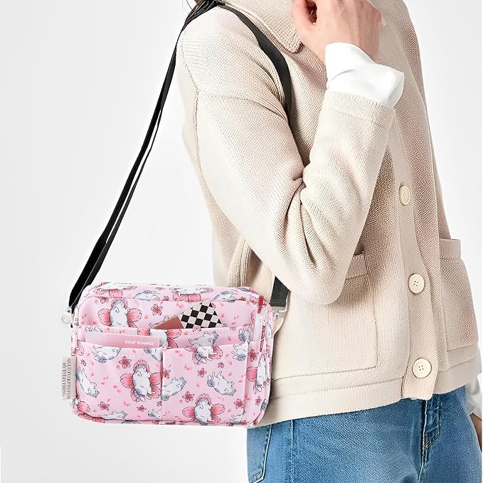 Portfolio Organizer with Multiple Pockets, Waterproof Travel Zippered Cosmetic Bag, Portable Storage Bag for Notebooks, Stationeries, Make-up, Journal Office Art Supplies.Petal Cat