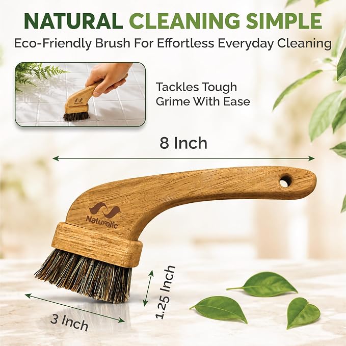 All-Natural Grout Brush Set | Wooden Cleaning Brush for Tile and Floor | Durable Floor Scrubber for Bathroom and Kitchen | Eco-Friendly Household Cleaning Tools – Pack of 2