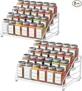 BOIVSHI Spice Organization for Cabinet, Spice Rack Organizer, Spice Rack Organizer for Cabinet, Depth Adjustable Seasoning Organizer Organizer for Cabinet, Countertop, Pantry, Metal, White (2 Pack)