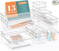 StorMiracle 13 PCS Drawer Organizer Set, 5 Varied Size Bathroom and kitchen Drawer cabinet organizer Trays, Clear Storage Bins for Makeup, Jewelry, Utensils and Gadgets