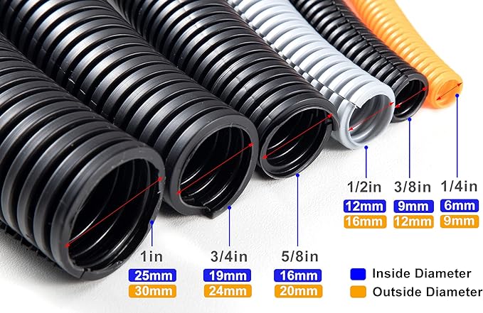 ZhiYo 20FT 1/2” Wire Loom Split Tubing Auto Wire Conduit Flexible Cover | High Temperature Heat Resistant -40F to 257F | Plastic Cover for Electrical Wires & Cables, Grey