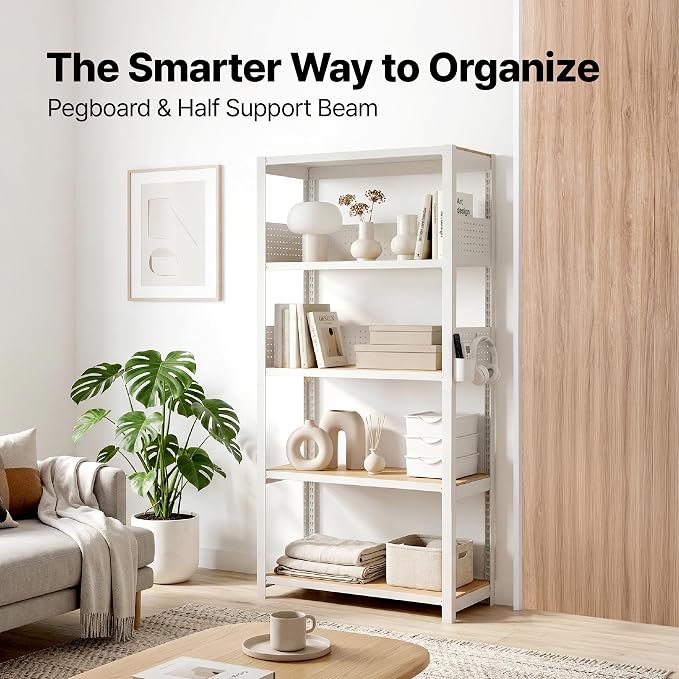 HOMEDANT 32" W Pegboards Storage Rack 5-Tier Heavy Duty Boltless Metal Utility Shelving Unit for Pantry Garage 2Pack