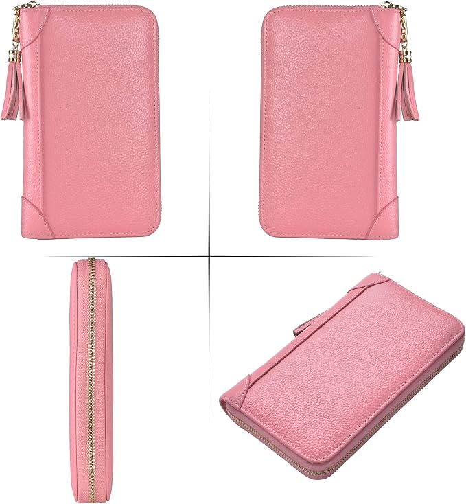 Easyoulife Credit Card Holder Wallet Womens Zipper Leather Case Purse RFID Blocking
