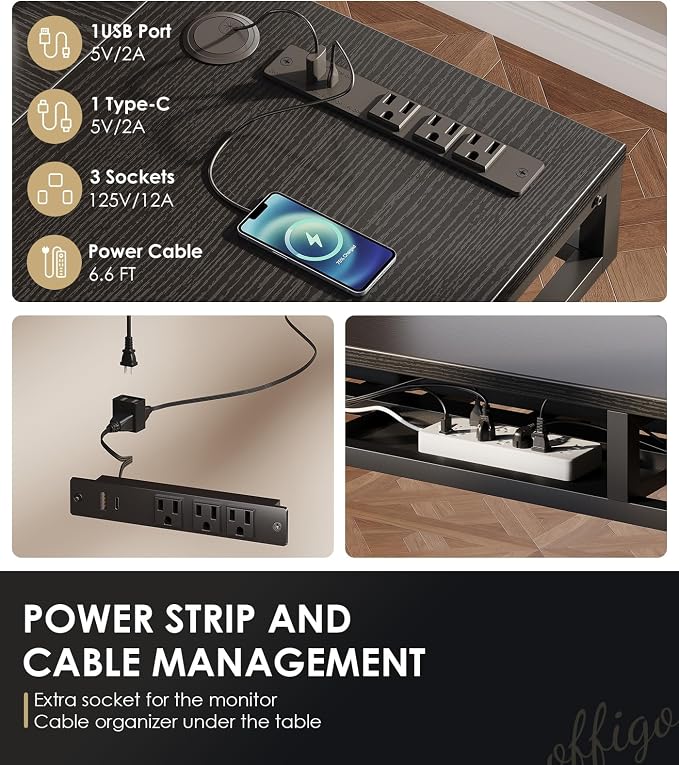 OffiGo 55 Inch L Shaped Electric Standing Desk with 4 Drawers, Black | Reversible Corner Table, Office Desk With 4 Drawers and Outlets For Home Office, Computer Workstation And Sit Stand Use
