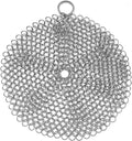 TOPULORS 316L Stainless Steel Cast Iron Scrubber Chaimmail Link 7 in Round | Suitable For Skillets, Griddles, Grills, Pans, And Other Cookware, Remove Stuck-On Food Without Stripping Seasoning