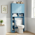 AKMAKM 31" W Over the Toilet Storage Cabinet with Fluted Door, Blue Bathroom Organizer with Adjustable Shelf, Toilet Paper Holder Stand Wave Door for Restroom, Laundry Room
