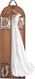 MISSLO 72" Wedding Dress Garment Bag for Travel with 4 Large Pockets Dress Bags for Gowns Long Heavy Duty Dresses Protector Bag for Closet Storage Clothing Covers for Hanging Clothes, Beige