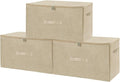 ANMINY 3PCS Storage Bins with Zipper Lids 51.9 Qt Lidded Fabric Storage Boxes Baskets Cubes with Handles Collapsible Washable Cotton Linen Closet Shelf Clothes Organizer - Beige, Extra Large