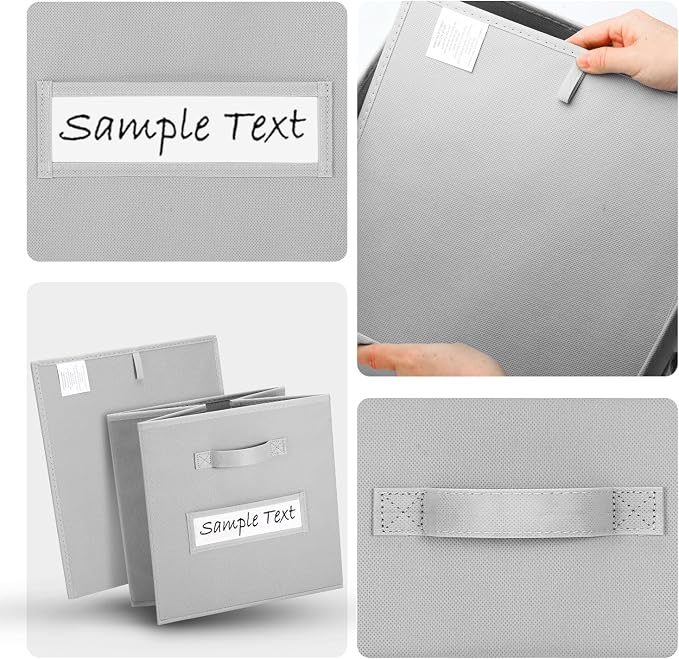 Fabric storage cubes (8 Pack) 13 Inch Cube Storage Bin, cube organizer bins with 8 Labels Window Cards & a Pen, Foldable cube organizer bins and Storage Box, Light Grey