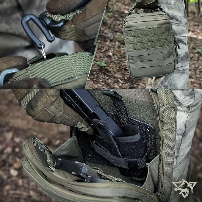 WYNEX Tactical Molle Admin Pouch, Molle Pouches of Double Layer Design | Utility EDC Pouch Organizer, Modular Tool Pouch, Medical EMT Attachment Bag,Large Capacity, Elastic Webbing Insert Panel