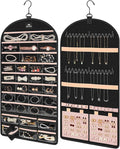 MATEIN Hanging Jewelry Organizer with Removable Zipper Jewelry Pouches | Tangle-Free Necklace Hanger, Metal Hook for Closet, Dual-Sided Design, Earring Storage, Bracelet Ring Holder, Over the Door