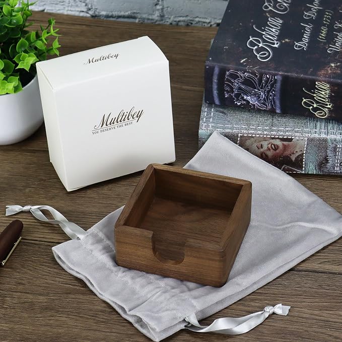 Buqoo North American Black Walnut Wood Sticky Note Holder | Pad Holder for Desk, Memo Holder Paper Dispenser, Desktop Accessories Organizer for Office School Home