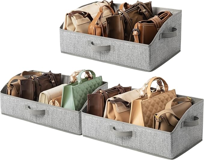 GRANNY SAYS Closet Organizers and Storage, Trapezoid Storage Bins, Dog Toy Bin, Storage Baskets for Shelves, Fabric Storage Bins with Handles, Clothing Organizer, Gray, 3-Pack