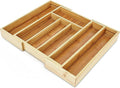 Bamboo Drawer Organizer - Expandable Kitchen Utensil Holder, Adjustable Silverware Drawer Organization, Kitchen Wooden Tray for Cutlery, Flatware & Stationery, 5-7 Slots (Natural)
