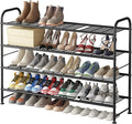 LINZINAR 4 Tier Long Shoe Rack for Closet Metal Shoe Organizer for Entryway | Spacious design stores 25+ pairs of shoes,durable metal frame,space-saving organizer for closet, hallway, and Entryway Black