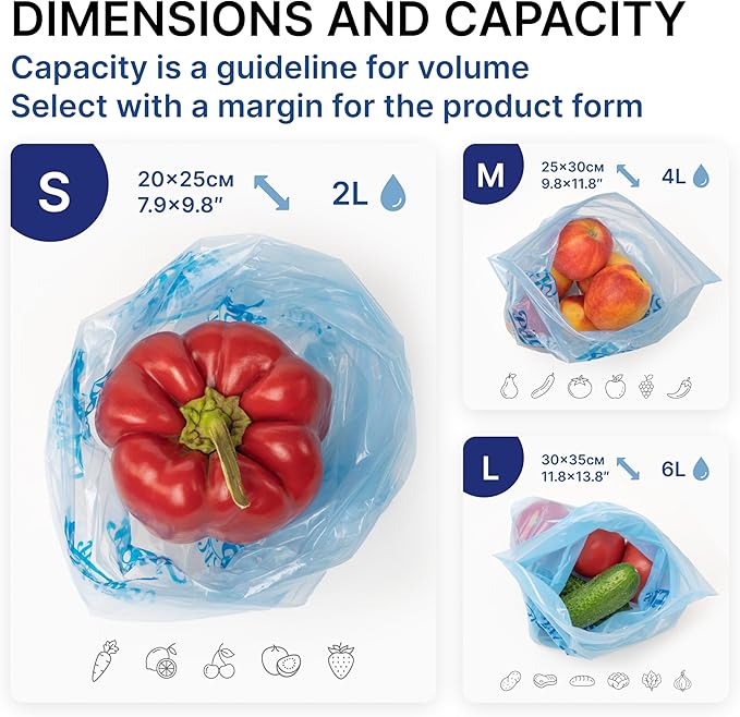 Freshpack 247 Produce Storage Bags Size M 10 x 12 Inches 1 Gallon 20 Pack Reusable Food Storage Bags With Zipper, Bread Keeper Bag For Fruits Vegetables Meal Prep Pantry Use