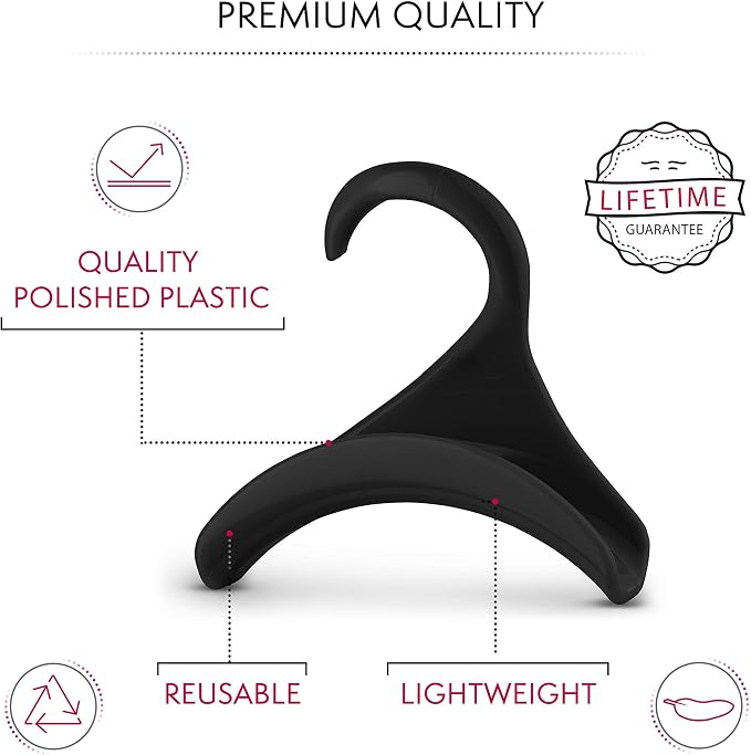 Bag-a-Vie Purse Hanger for Closet - Handbag Organizer Hooks for Hanging Bags & Purses, Protecting Bag Shape & Organizing Space (1 Hanger, Black Plastic)