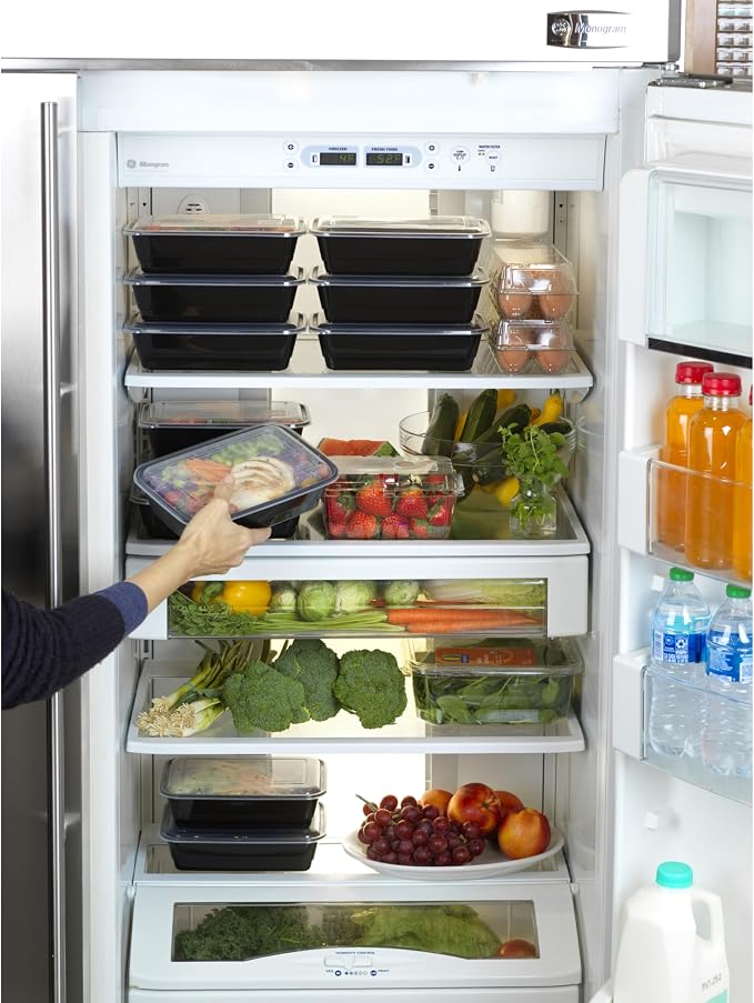 GoodCook Meal Prep Rectangle Single Compartment 30 units, Black, BPA Free (Pack of 2)