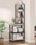CHOEZON 6-Tier Corner Shelf, Industrial Corner Bookshelf with Desk Top, Diamond-Shaped Storage Shelves, Display Stand for Small Spaces, Living Room, Home Office, Foyer, Greige and Black TCJ70BG