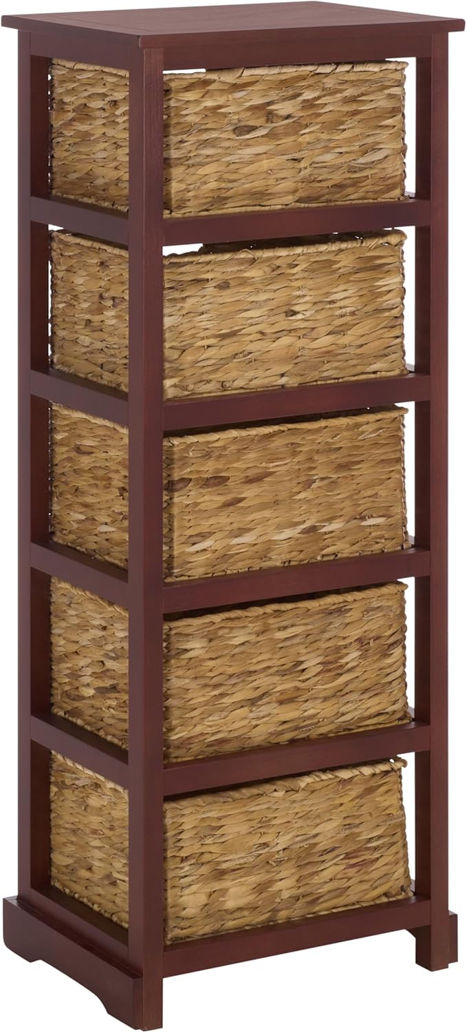 SAFAVIEH Home Collection Vedette Cherry 5-Drawer Wicker Basket Storage Tower (Fully Assembled)
