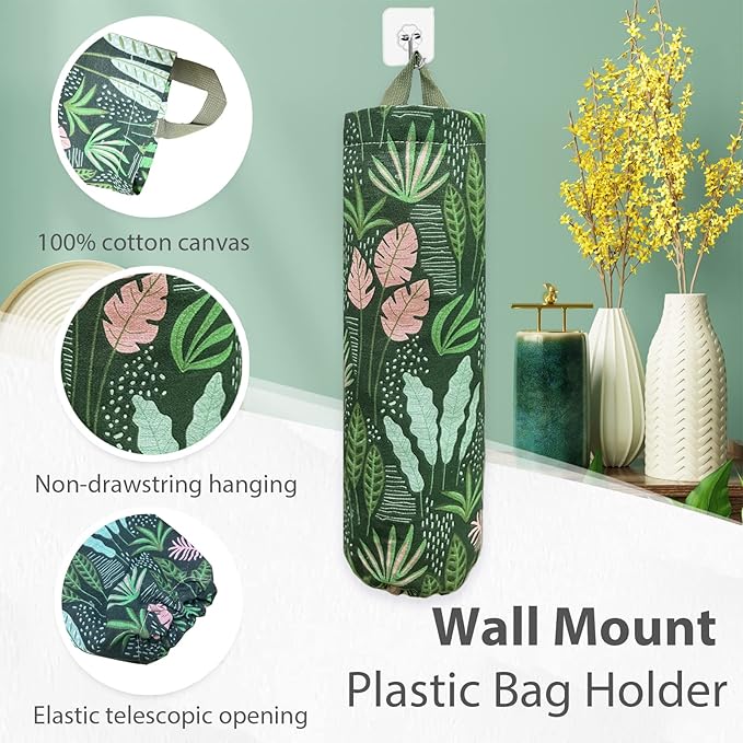 SYIPO Plastic Bag Holder, Reusable Grocery Bag Organizer, Wall Mount, 1 Pack, Seaweed | 1 Pack