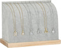 KUKUVR Velvet Cambered Necklace Display Stand for Women, Wood Base Jewelry Holder Rack for Necklace Pendant Bracelet Chains, Necklaces Storage Organizer Showcase for Selling Vendors exhibition (Grey)