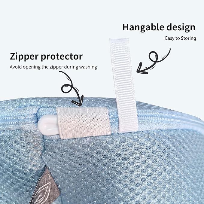 Kimmama Shoe Washing Machine Bag, Shoe Laundry Bag, Blue, 8x15", 4 Pack | Shoe Bag, For Sneaker, Tennis, Footwear, Trainers, Slippers, Sock, Building Blocks, Sandwish Mesh, Travel, Divided