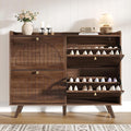 Decofy 47.2” Shoe Cabinet with 4 flip-Down Drawers, Three Adjustable Levels, freestanding Wooden Shoe Rack, Suitable for entryway, Hallway, and Living Room (Walnut)