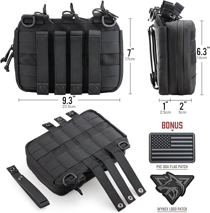 WYNEX Tactical Mag Admin Pouch, Molle Triple Magazine Pouches | Utility Tool Pouch Medical EMT Organizer with Triple Stacker Magazines Holder for M4 M16, Molle Compatible, Patch Included