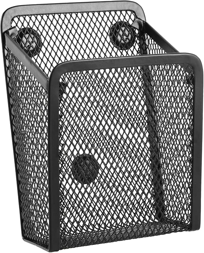 Magnetic Pencil Holder,Mesh Stainless Steel Pen Basket, Metal Writing Utensil Storage Organizer for Whiteboard,Blackboard,Kitchen, Locker, Home, or Office