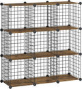 HOOBRO Wire Cube Storage Organizer, 6-Cube Metal Storage Shelves, Modular Closet Organizer, DIY Closet Cabinet for Home, Living Room, Office, Rustic Brown and Black BF09CW01