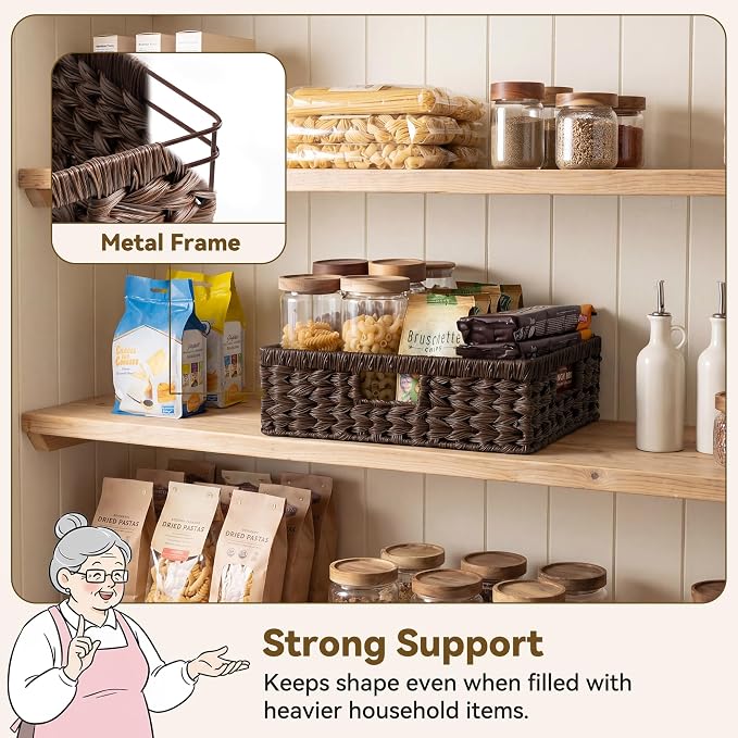 GRANNY SAYS Wicker Storage Basket for Shelves, Wicker Basket for Organizing, Decorative Basket, Woven Basket for Pantry Storage, Brown, 1-Pack
