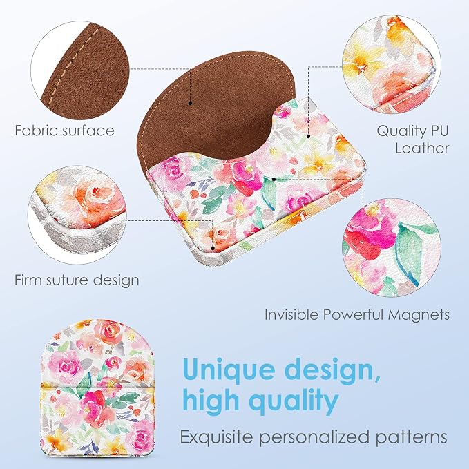 Business Card Holder，PU Leather Business Card Case Color Printing Pattern Card Holder Wallet，Pockets Magnetic Credit Card Holders for Men and Women，Watercolor Flowers
