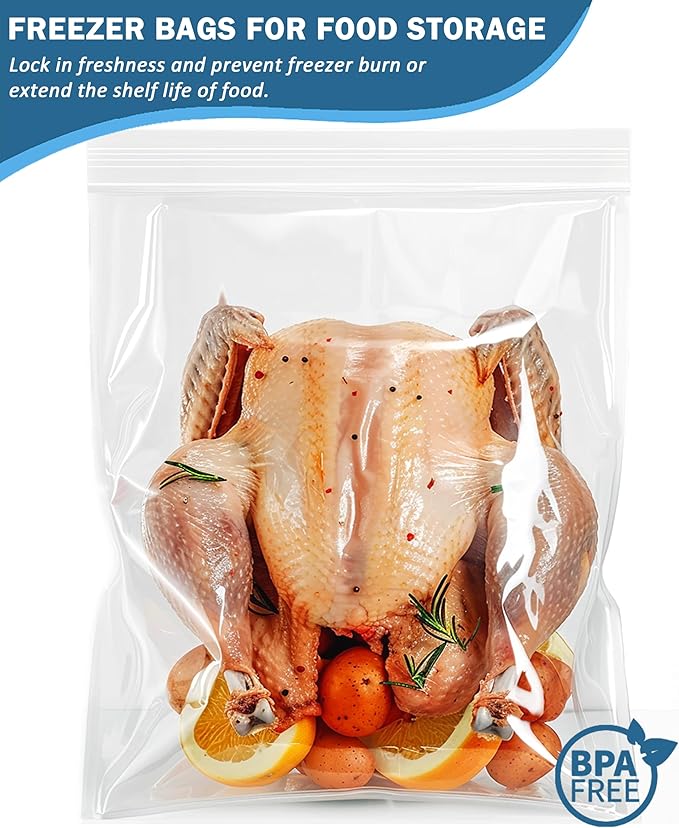 15 Heavy Duty Storage Bags with Zipper Top, 3.1-mil Thick, Extra Large 5 Gallon Bag 18" x 24", Resealable Plastic Bag, Jumbo Freezer Bags for Food, Clothes, Travel, Moving