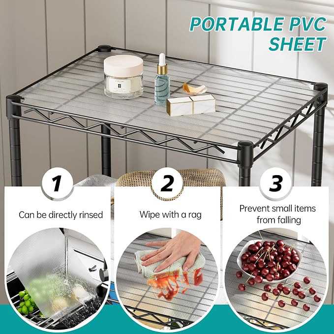 SINGAYE Small 3 Tier Shelves Wire Storage Shelving Adjustable Metal Shelf | With Wheels Home Storage Small Rack Pantry Closet Unit for Laundry Room Organization Bathroom Kitchen